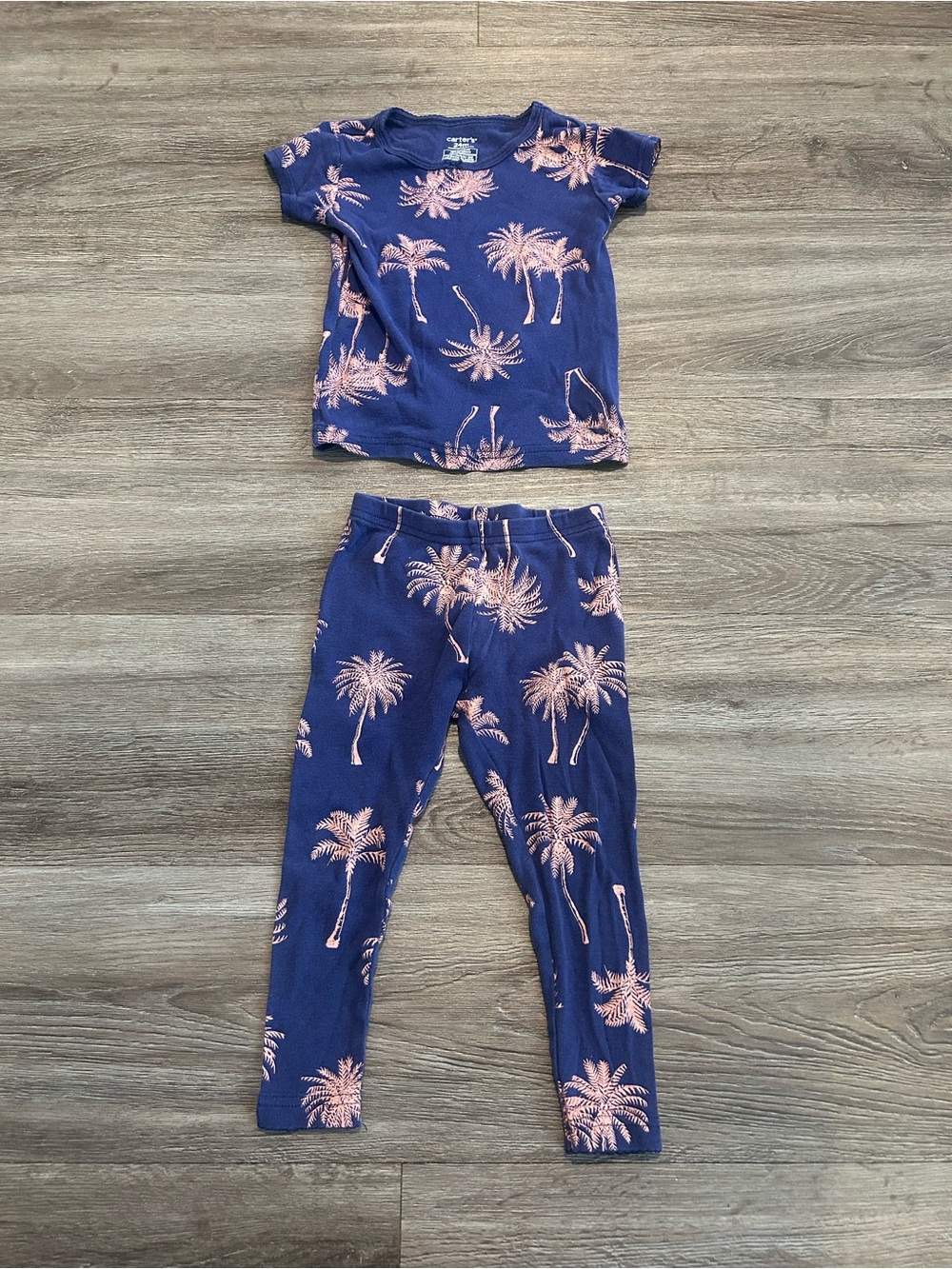 Carter's Navy and Peach Palm Tree Pajama Set
